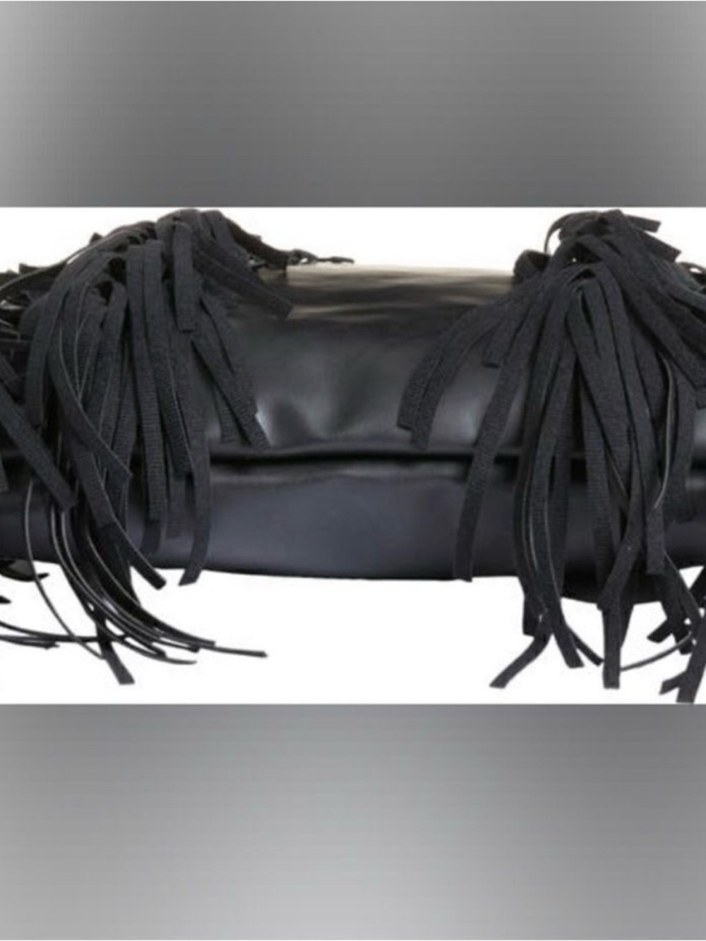 Black Fringe Leather Shoulder Bag - Picture 6 of 8